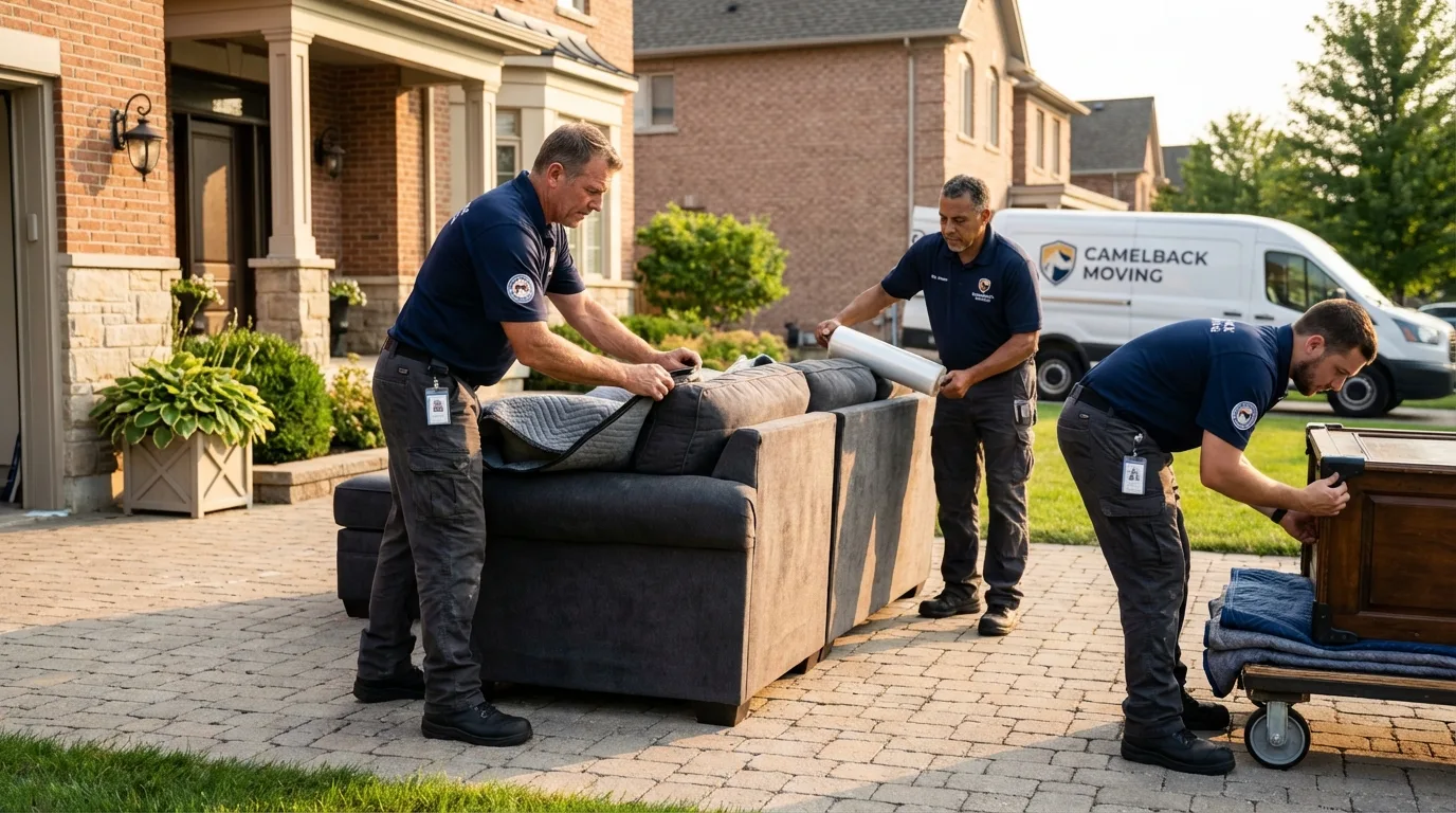 Large estate moving crew wrapping furniture in Luttrell, TN